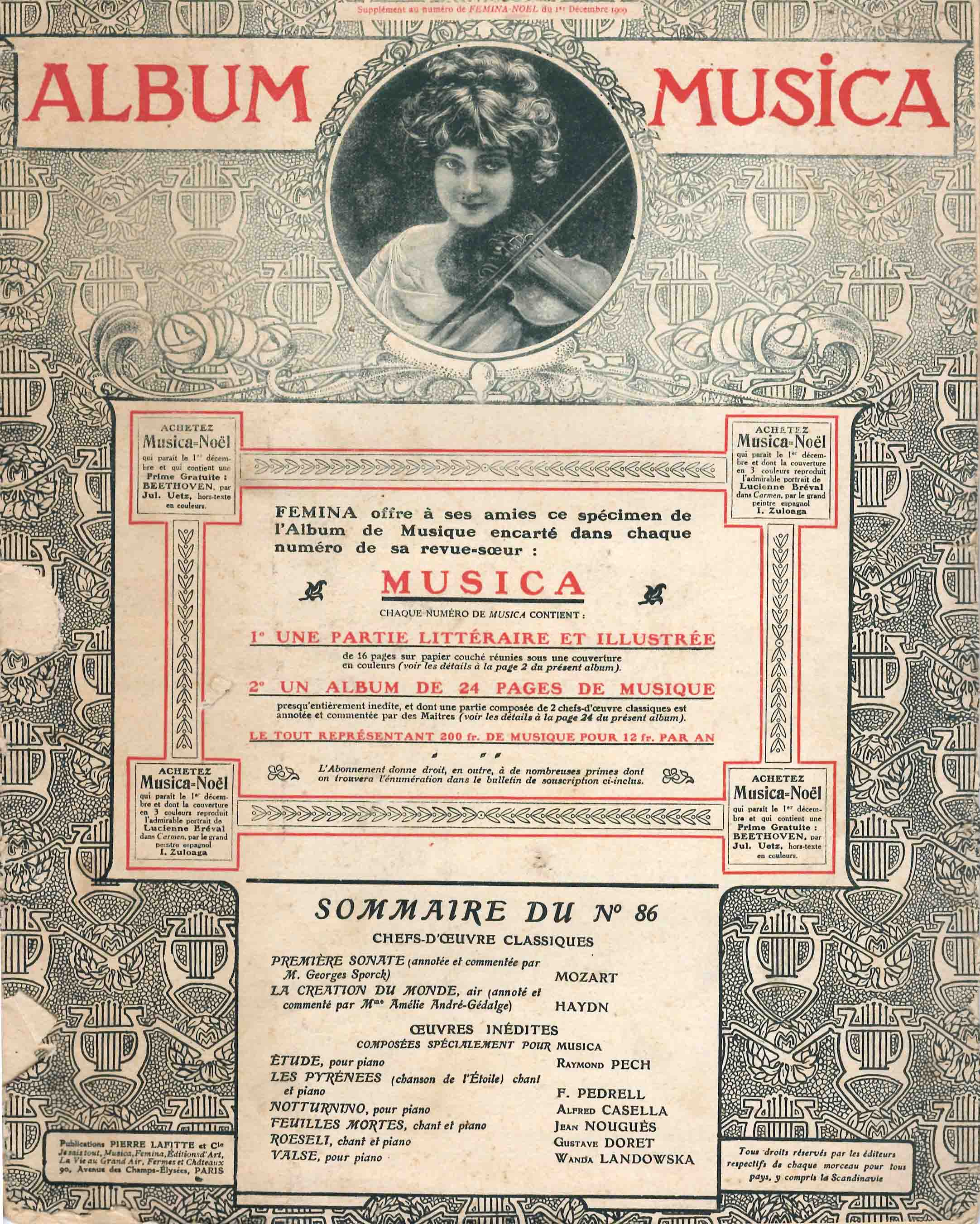 Album Musica. Supplément au numero de Femina-Noel